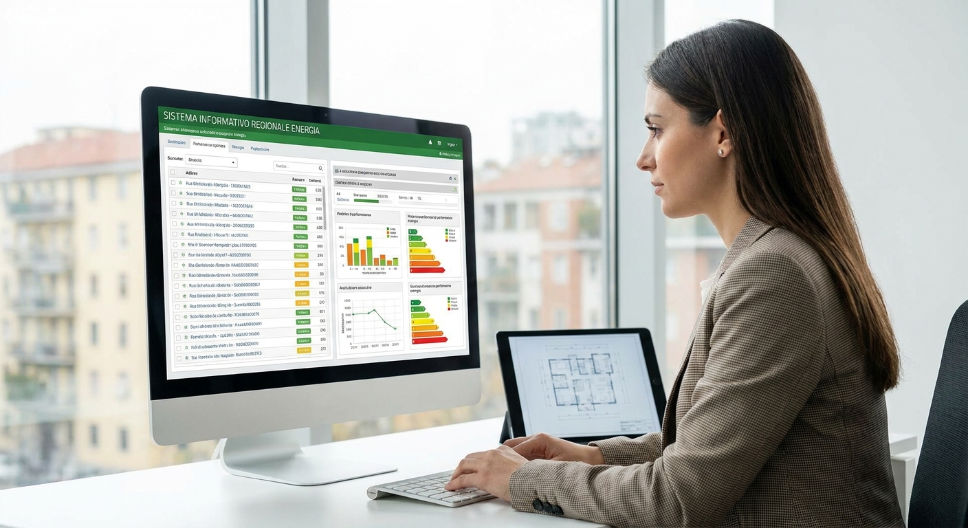 computer screen displaying regional energy cadastre database interface
