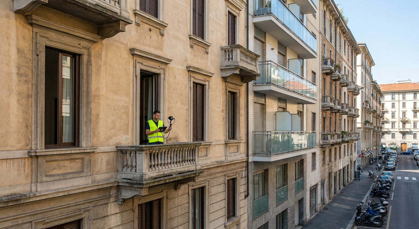 italian architecture apartment building facade Monza