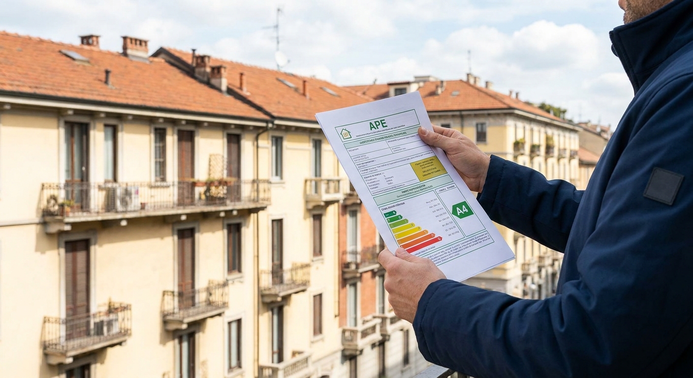 Etichetta di classe A4 su un certificato di prestazione energetica italiano